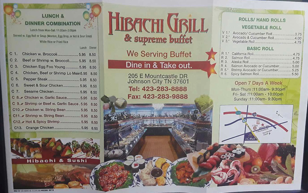 Take Out Menu — Lunch & Dinner Combination and Rolls